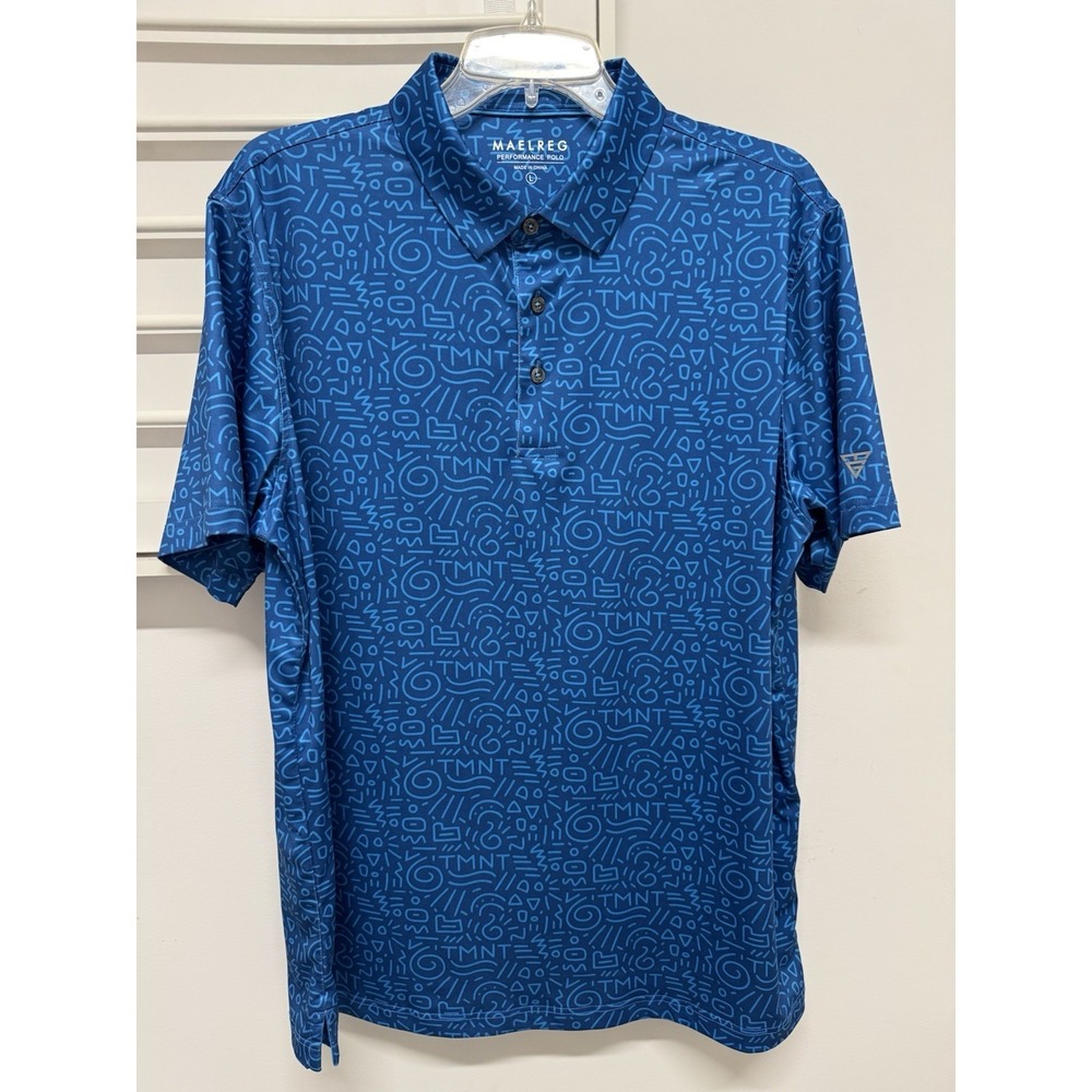 Maelreg Mens Golf Polo Large L Multicolor Blue‎ Bold Pickle Ball Activewear